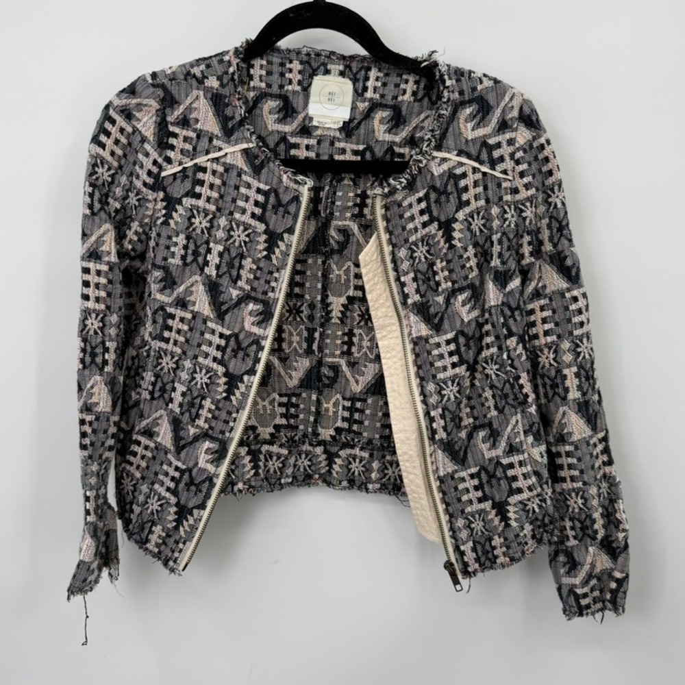 Anthropologie Hei Hei Jacket Women 00P Cotton Woven Aztec Boho Tribal Festival - Picture 6 of 9